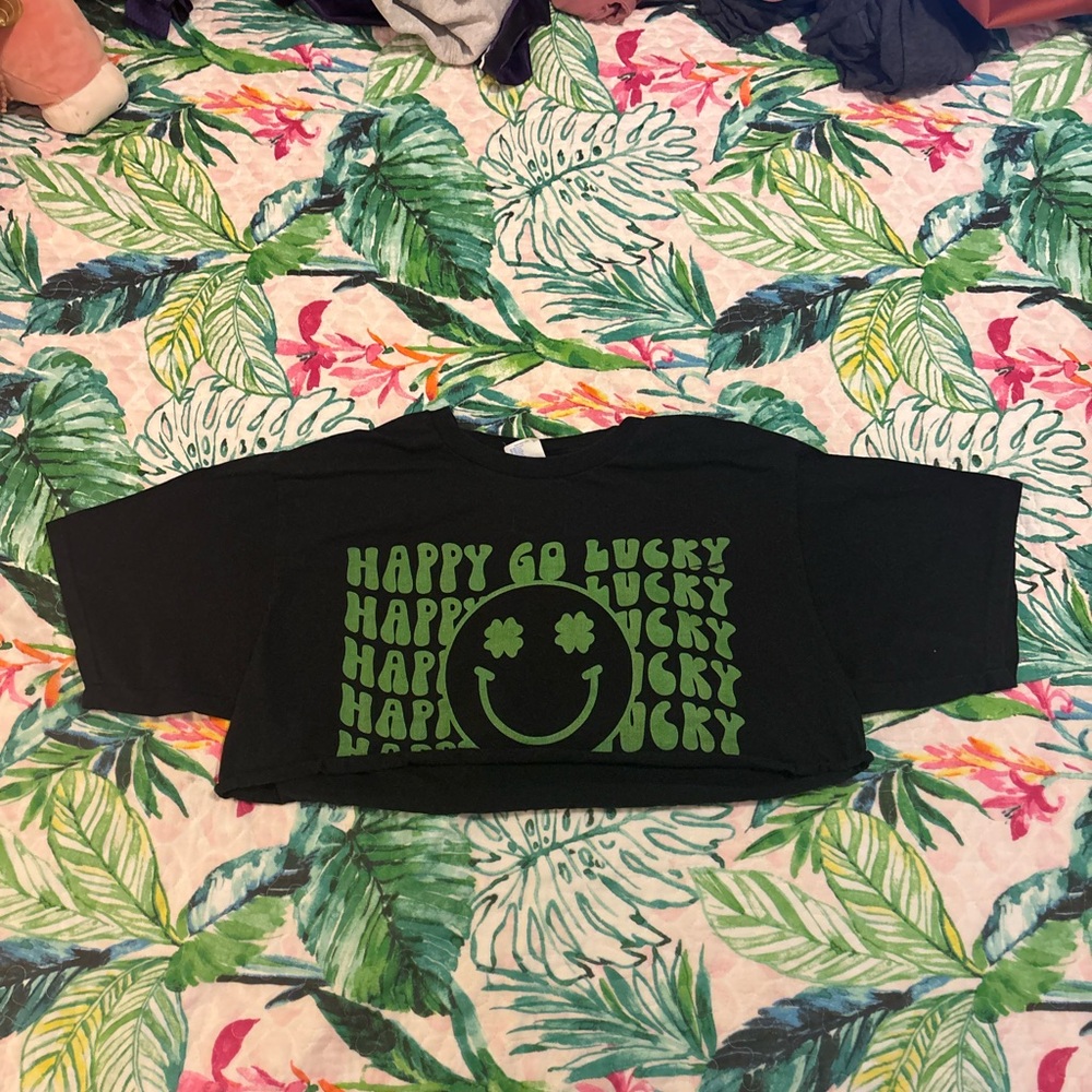 Happy Go Lucky Black Crop Top